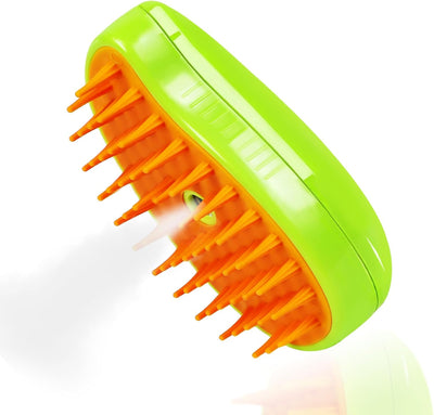 Steamy Pet Grooming Brush for Removing Loose Hair, Green
