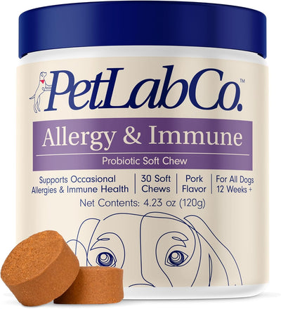 Allergy & Immune Probiotics for Dogs, Support Seasonal Allergies, Gut & Digestive Health - Pork Flavor - 30 Soft Chews