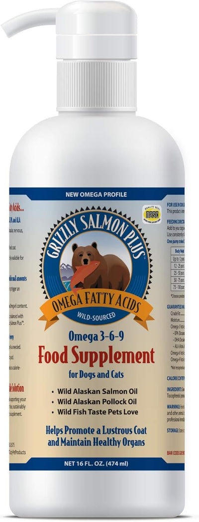 Salmon plus Omega 3-6-9 Food Supplement for Dogs and Cats, 16 Ounce
