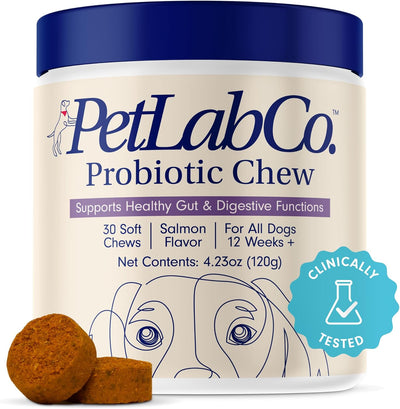 Probiotics for Dogs, Support Gut Health, Occasional Diarrhea, Digestive Health & Seasonal Allergies - Salmon Flavor - 30 Soft Chews