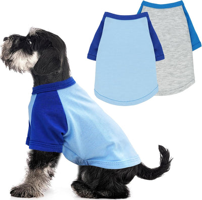 2 Pack Puppy Clothes for Small Dogs Summer Dog Shirt Soft Stretchy Dog Clothes for Medium Dog T-Shirts Lightweight Dogs Pet Cat Vest Clothing (Blue,Grey, X-Small)