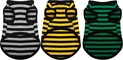 3 Pieces Dog Striped Shirt Dark Color Cotton Sleeveless Puppy Dog Shirts Breathable Pet Apparel Tank Top Colorful Puppy Sweatshirt Dog Clothes for Small Medium Dogs M