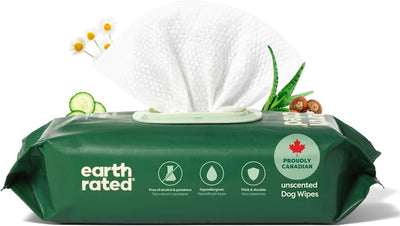 Pet Grooming Wipes for Dogs and Cats, Hypoallergenic, Cleaning and Hydrating, for Paws, Body and Butt, Unscented, 100 Count